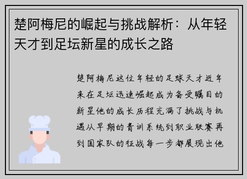 楚阿梅尼的崛起与挑战解析：从年轻天才到足坛新星的成长之路